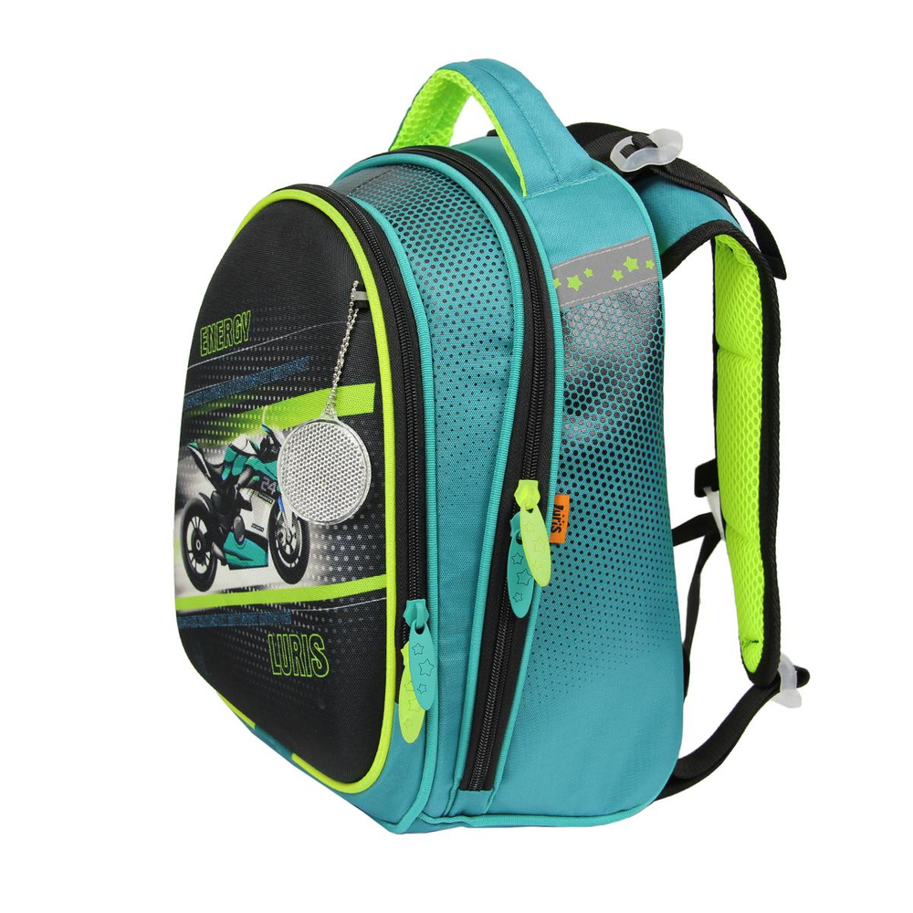 Ранец Колибри 3 с ортопед. спинкой и мешком д/обуви "Мото" 37*28*19 см. 2 отд. (Luris)