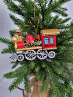 Паровоз ёлочная игрушка из фарфора