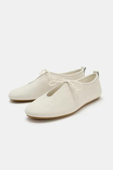 ZARA КОЖАНЫЕ БАЛЕТКИ, ЭКРЮ