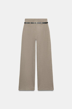 ZARA БРЮКИ ПАЛАЦЦО С РЕМНЕМ, БЕЖЕВЫЙ