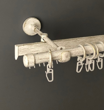 Карниз кованый Заглушка Ост d16 мм двухрядный с профилем Симпл, цвет белое золото