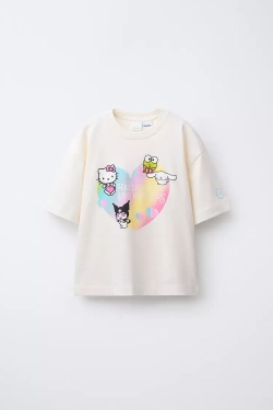 ZARA ФУТБОЛКА HELLO KITTY AND FRIENDS © SANRIO, ЭКРЮ