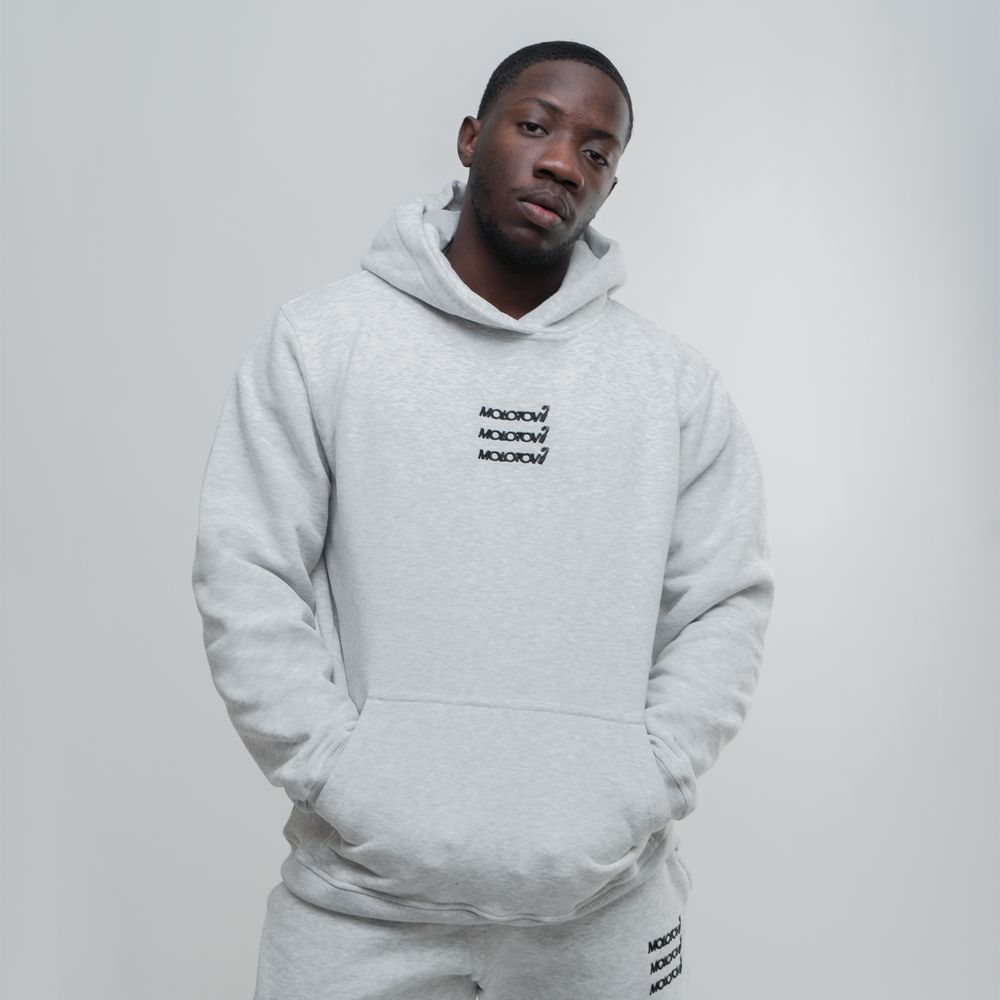 Худи Molotov Mask W21 Triple Logo Серый Меланж
