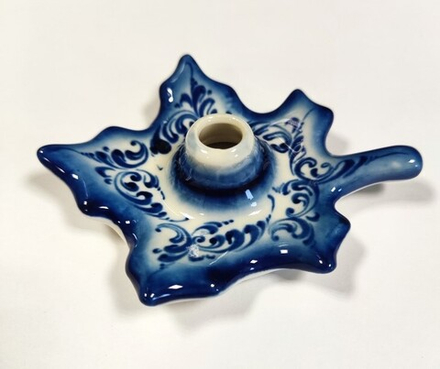 Подсвечник 2 см Кленовый лист (Гжель)