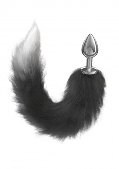 Анальная пробка с хвостом Diamond Starlit Black (Цвет: серебряный с черным)
