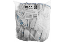 Перчатки DEXX 10 пар в упаковке, х/б 7 класс, с ПВХ покрытием (точка) (11400-H10)