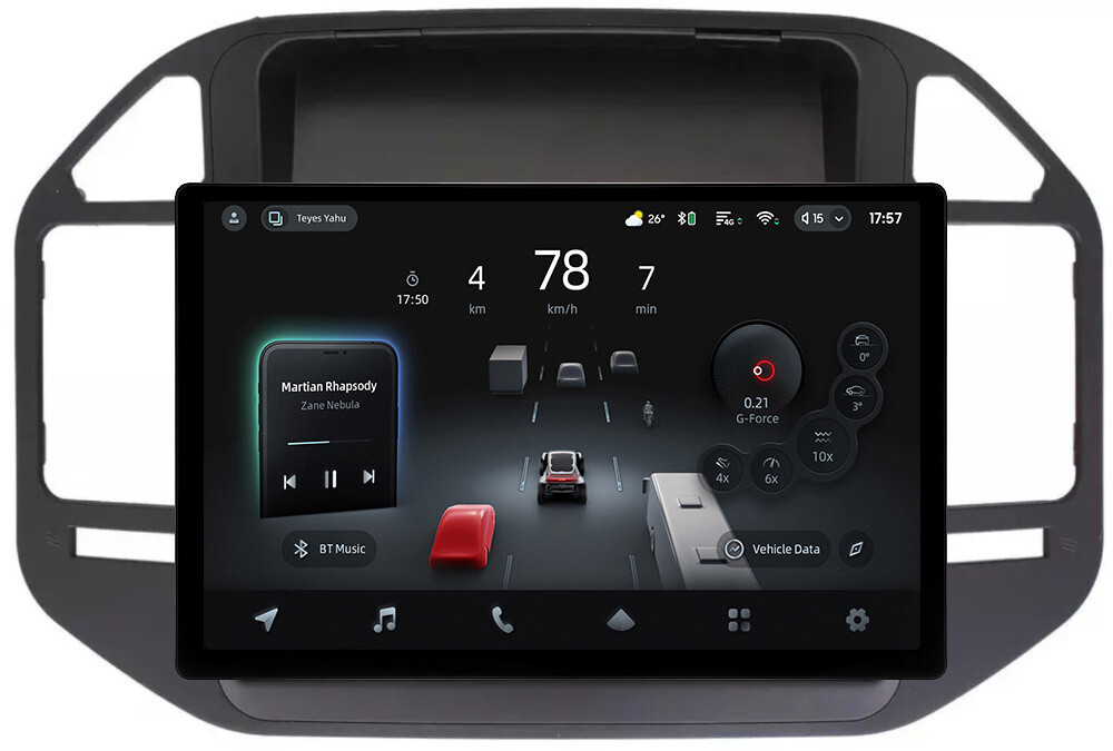 Магнитола для Mitsubishi Pajero 3, Montero 3 1999-2006 (рамка черная) - Teyes CC4-PRO монитор 13" 2K QLED на Android 13, Snapdragon 778G, 8+128, AI, CarPlay, DSP, 4G SIM-слот