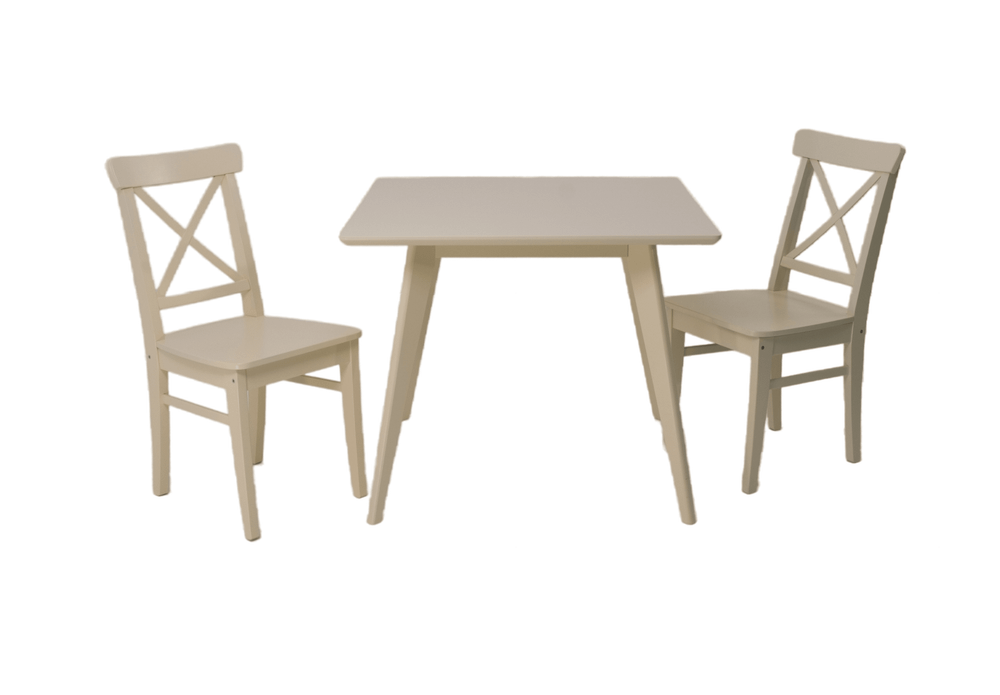 Стол Zip-mebel Сканди М 100 слоновая кость со стульями Ингольф слоновая кость