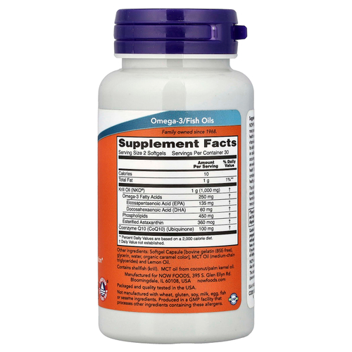NOW Foods, масло криля с коэнзимом Q10, 60 капсул
