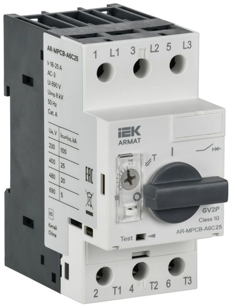 Выключатель автоматический защиты двигателя ARMAT A6 GV3P 18-25А IEK AR-MPCB-A6C25