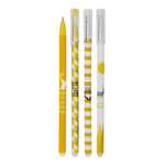 Ручка гелевая, пиши-стирай, Basir, синие чернила, желтый корпус с рисунком, 12 шт