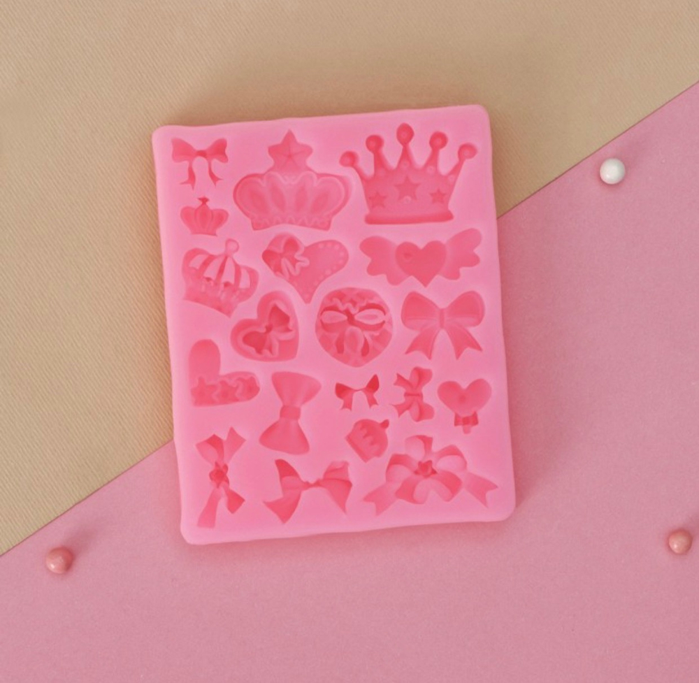 Молд силиконовый «Банты и короны», 8,7×7×1 см, цвет МИКС