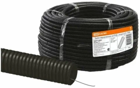 Труба гофр.ПНД d 25 с зондом (75 м) легкая, чёрная TDM SQ0413-0003