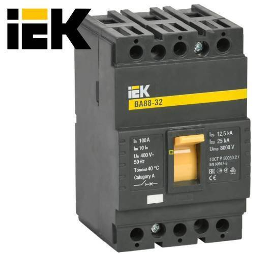 Автоматический выключатель IEK ВА88-32, 3-Р 100А, 25КА