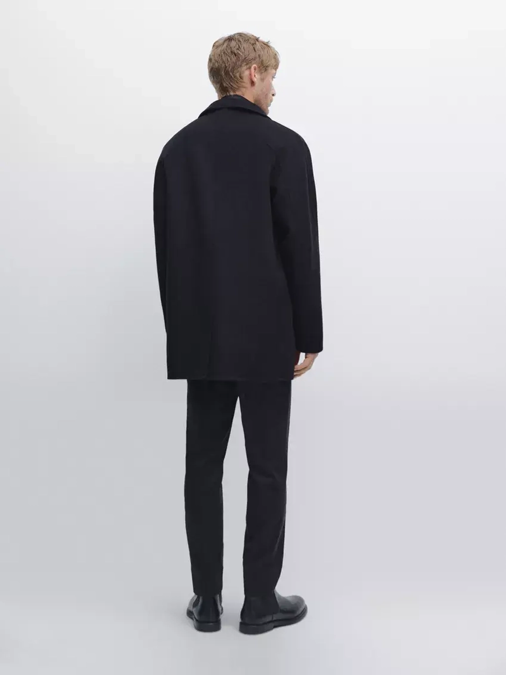 Massimo Dutti Короткое пальто из смесовой шерсти, темно-синий