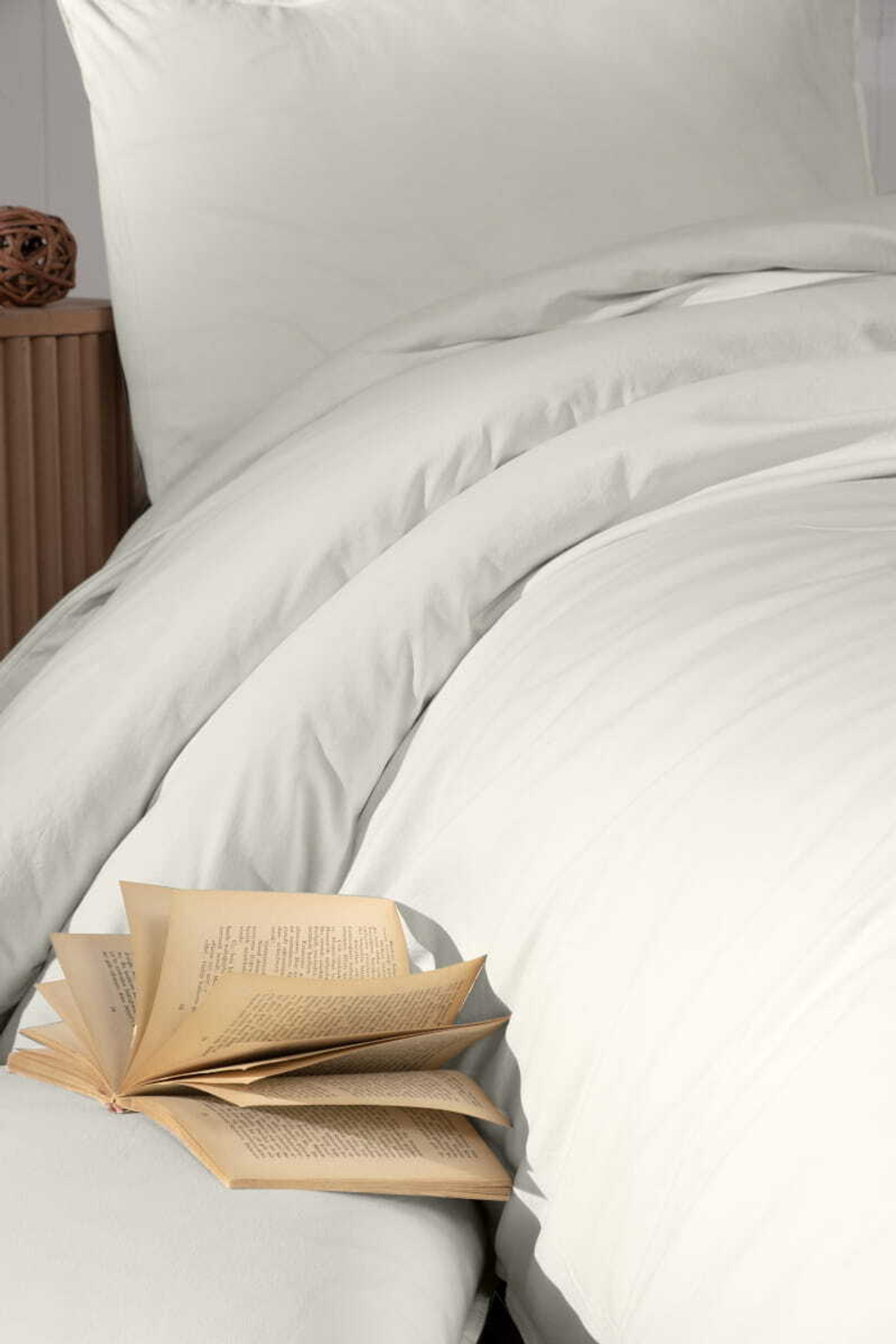 Постельное белье 2 спальное евро Arya home Natural Stone Washed белое