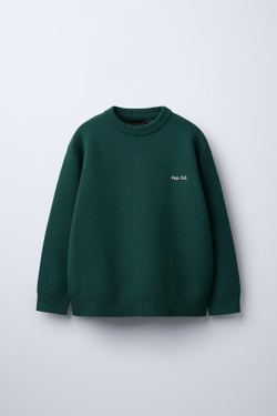 ZARA СВИТЕР ИЗ МЯГКОГО ТРИКОТАЖА, ЗЕЛЕНЫЙ