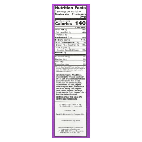 Annie's Homegrown, Органические кролики с чеддером, запеченные крекеры, 213 г (7,5 унции)
