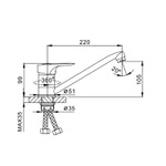 Смеситель для кухни 40к F4928-В FRAP (плоск.длин.пов. излив, п/гайку, хром, силумин)
