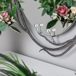 Настенное круглое зеркало Calipso (Калипсо) Айс Античное серебро