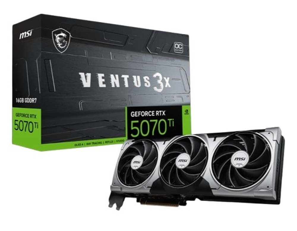 Видеокарта PCI-E MSI GeForce RTX 5070 TI VENTUS 3X OC PLUS (RTX 5070 Ti 16G VENTUS 3X OC)