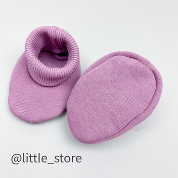 Пинетки "Simple" из футера с начесом, Лиловые