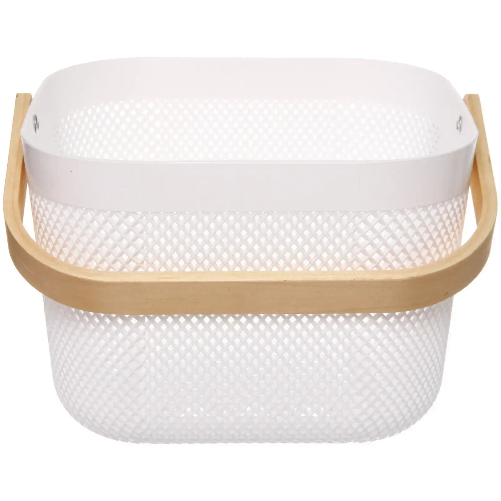 Корзина для хранения с деревянной ручкой «ФАРГО», цвет белый, 24*23,5*18см