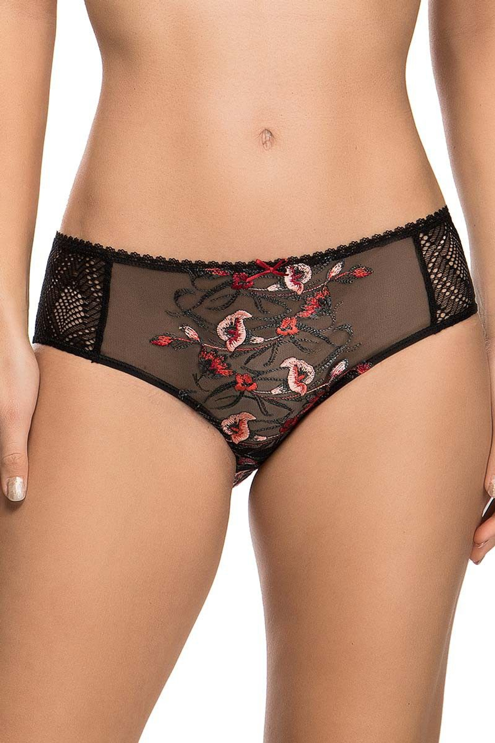 Трусы-шорты Ashley с цветочной вышивкой (Размер: 48) (Цвет: черный)