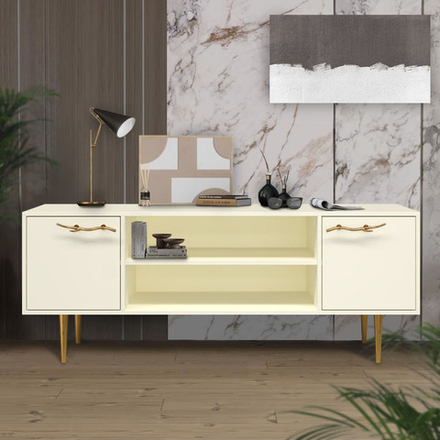 Тумба под ТВ Арт Колор matte 155см Стайл Голд Кремовый белый матовый