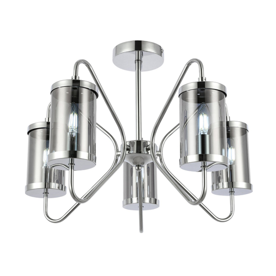 SLE102302-05 Светильник потолочный Хром/Дымчатый E14 5*40W