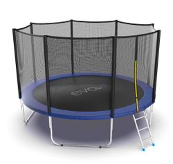 EVO JUMP External 12ft (Blue) Батут с внешней сеткой и лестницей, диаметр 12ft (синий)
