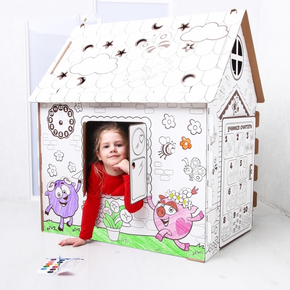 4178176 Дом из картона "Дом-раскраска", СМЕШАРИКИ