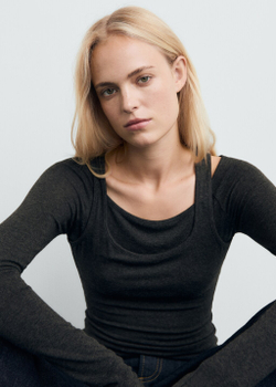 Комбинированный джемпер с круглым вырезом