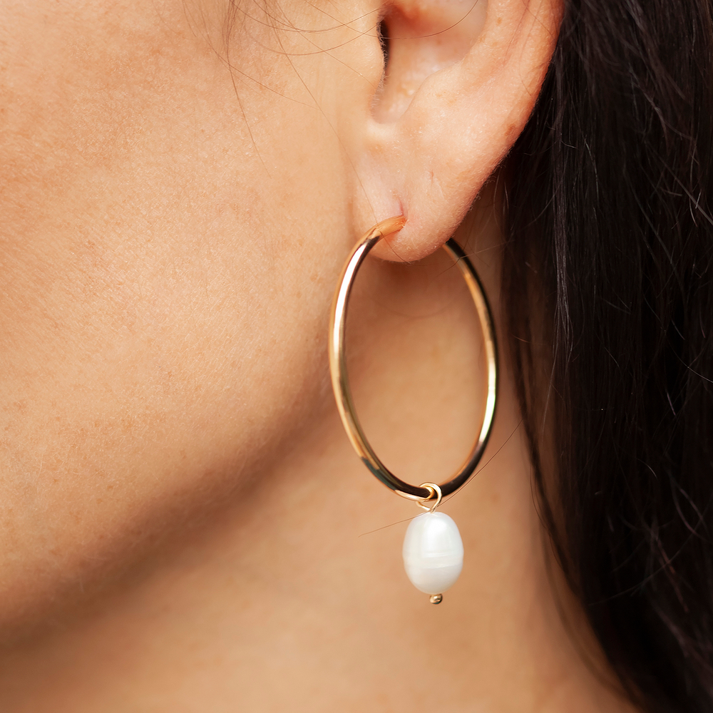 Серьги Fiore Luna White Pearle Ring LE6089 G