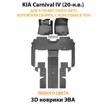 Автомобильные коврики ЭВА для KIA Carnival IV (20-н.в.) для 9-ти местного авто, с консолью в пол