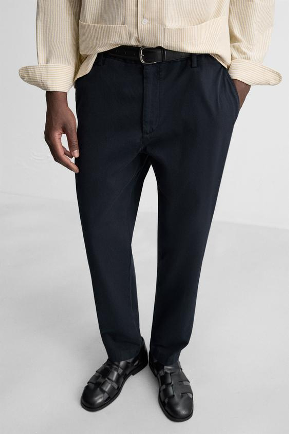 ZARA БРЮКИ ЧИНОС ИЗ ТВИЛА, МОРСКОЙ СИНИЙ