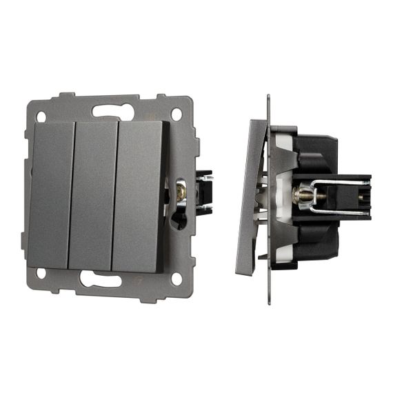 Механизм выключателя трехклавишный непроходной SWT-MK03-PL-GR-V (250V, 10A) Arlight 049898