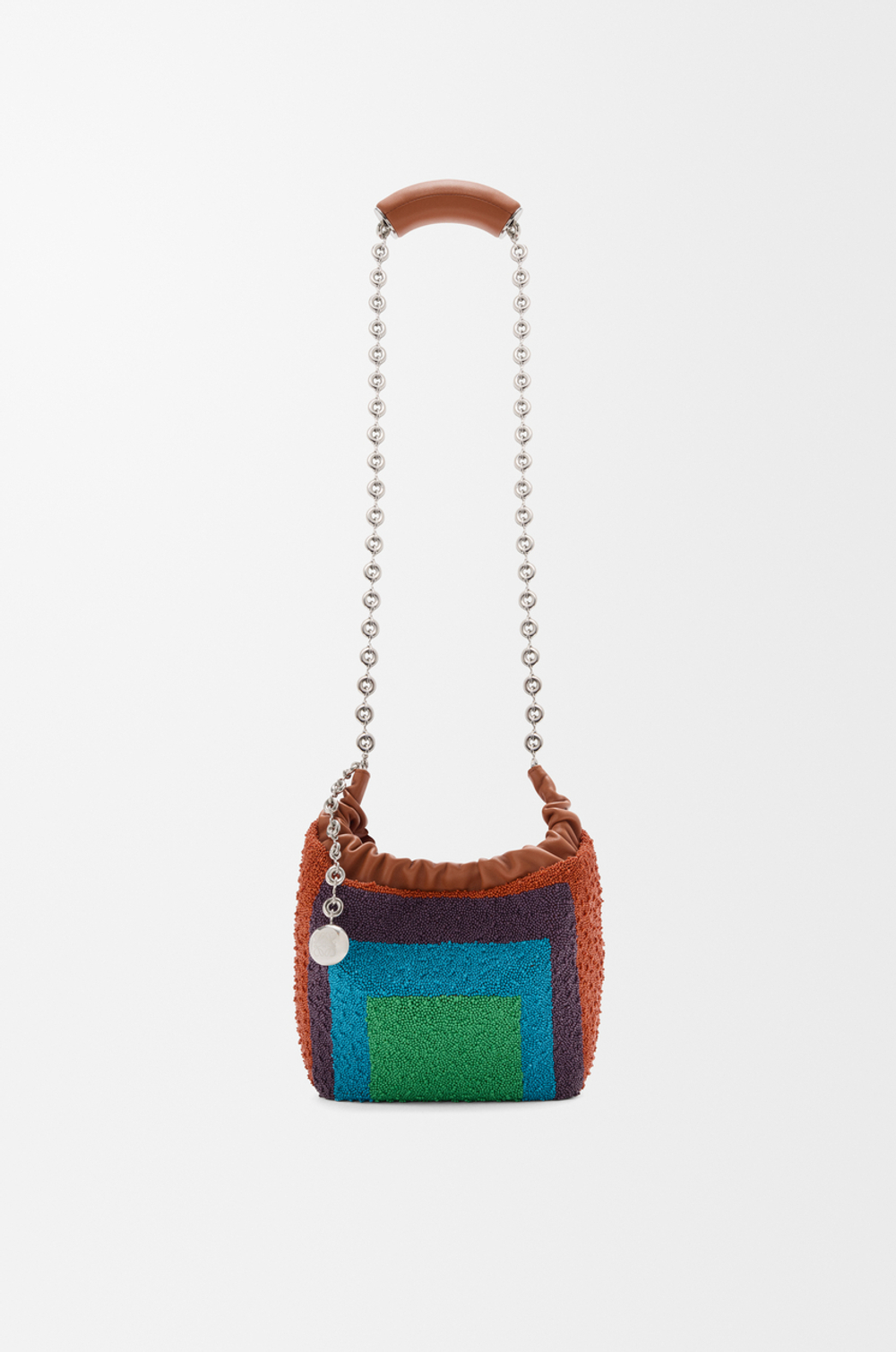 Loewe Мини-сумка-мешок Squeeze из кожи с бисером, карамельный