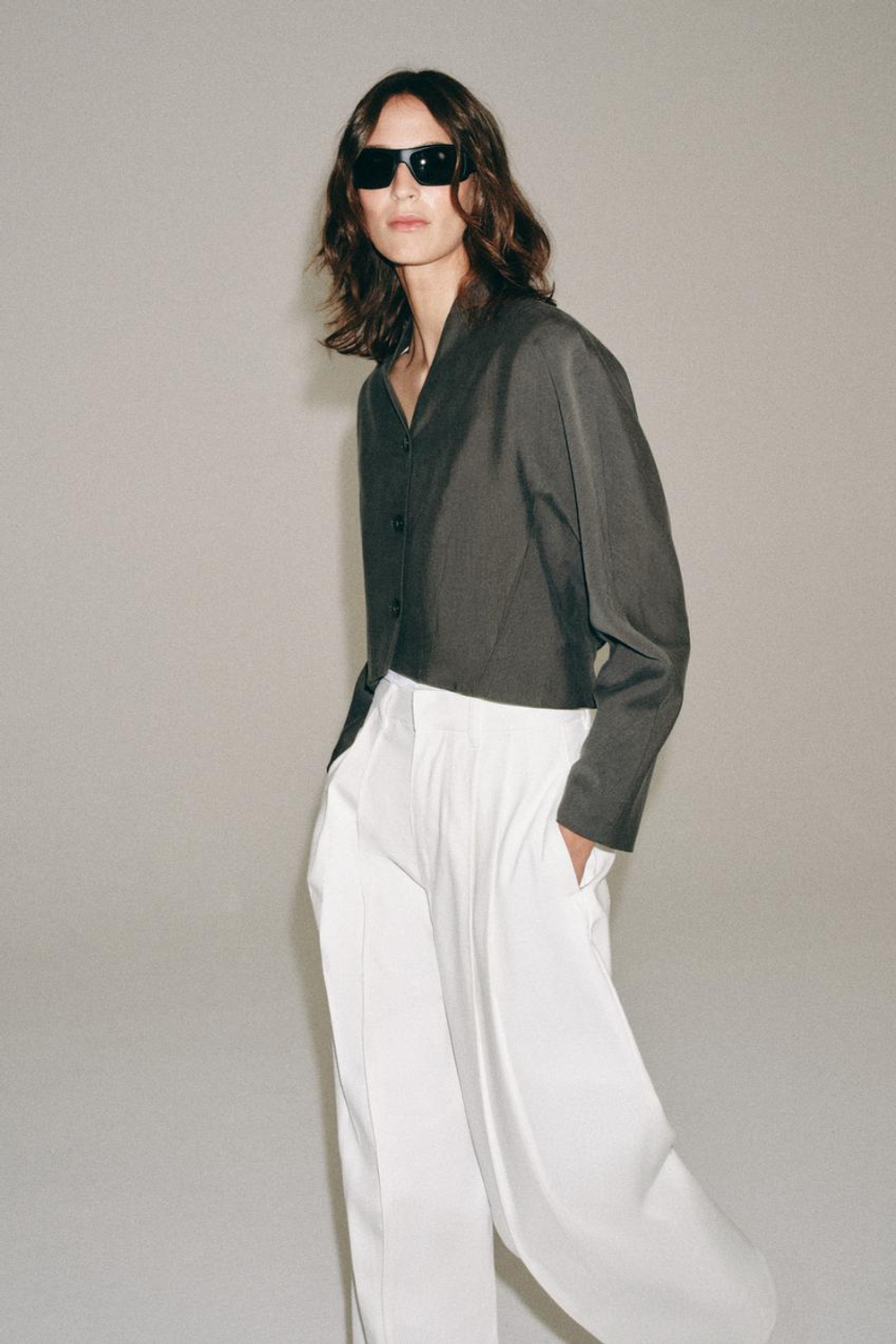 ZARA БРЮКИ-BARREL — ZW COLLECTION, БЕЛЫЙ