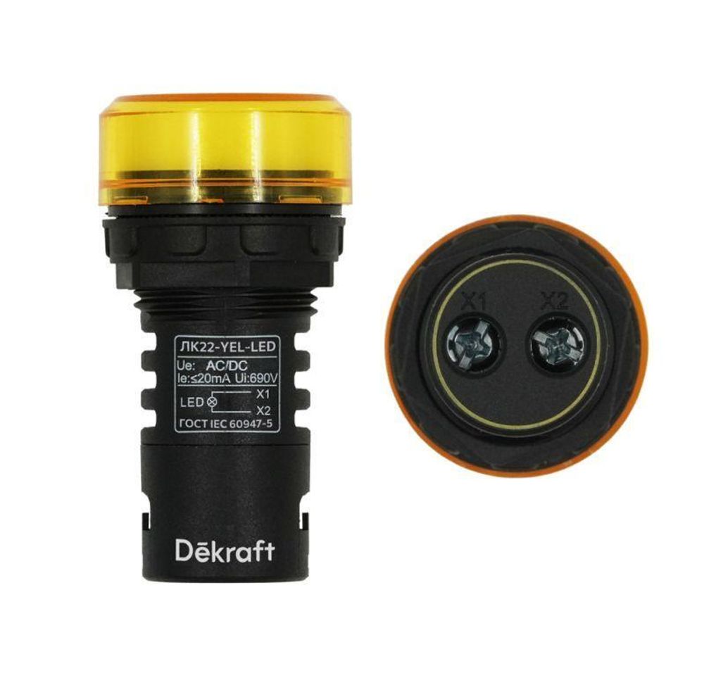 Лампа коммутационная ADDS ЛК-22 d22мм 24В AC/DC желт. LED DEKraft 25067DEK Лампа коммутационная ADDS ЛК-22 d22мм 24В AC/DC желт. LED DEKraft 25067DEK