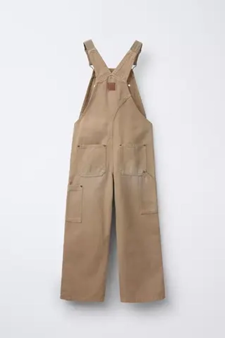 ZARA ДЛИННЫЙ ХОЛЩОВЫЙ КОМБИНЕЗОН, РЫЖЕВАТО-КОРИЧНЕВЫЙ