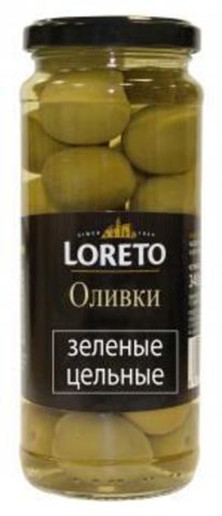 Оливки LORETO с косточкой 340 гр в стеклянной банке Испания