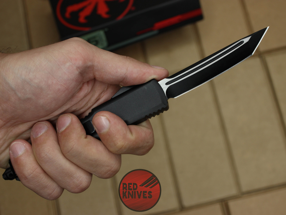 Нож Microtech Ultratech T/E - черная рукоять, танто черный клинок + запчасти RK-383