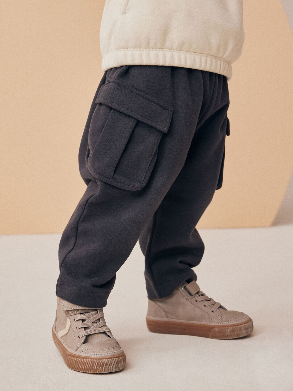 Толстовка на молнии и брюки карго в комплекте для мальчика Next N96-331, Серый, Бежевый