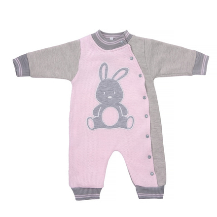 Комбинезон розовый с зайкой комбинированный прогулочный