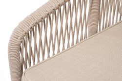 "Канны" кресло плетеное из роупа, каркас алюминий белый муар, роуп бежевый круглый, ткань бежевая 15052, высота посадки 45 см