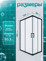 Душевая ширма DIONRIA (120х80) прозрачное стекло, профиль черный