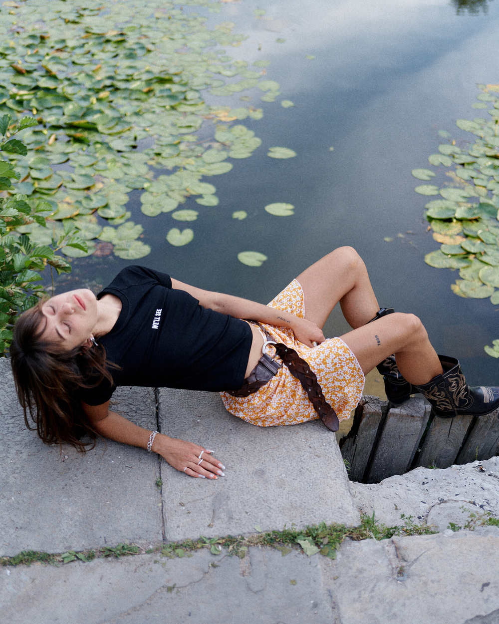 Midi Skirt Lolita Orange Flower