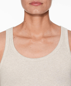 Oysho Топ на бретелях в рубчик, песочный меланж