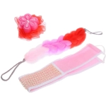 Набор банный в подарочной коробке «PREZENT», розовый/красный (три мочалки), 24*7*19*6см